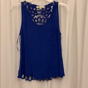 Royal blue lace back tank top